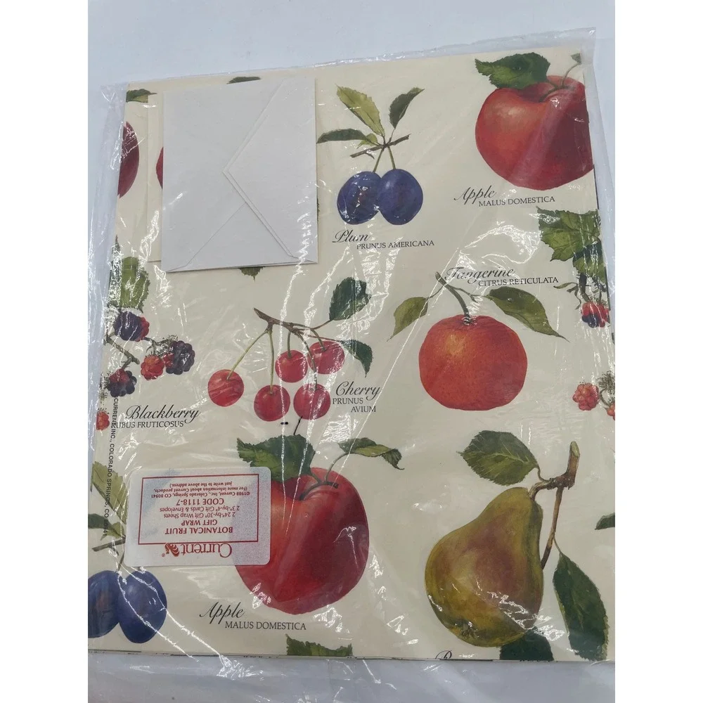Vintage 1980s Current Botanical Birds & Fruit Gift Wrap 4 Sealed Packs SEALED